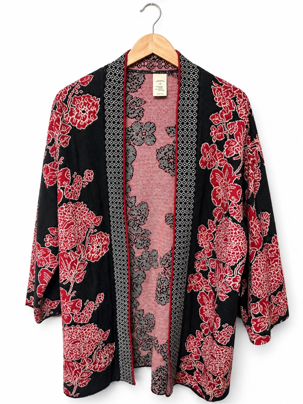 Chiaramente Made in Italy Floral Knit Cardigan Sweater Grandmacore Boho Size L